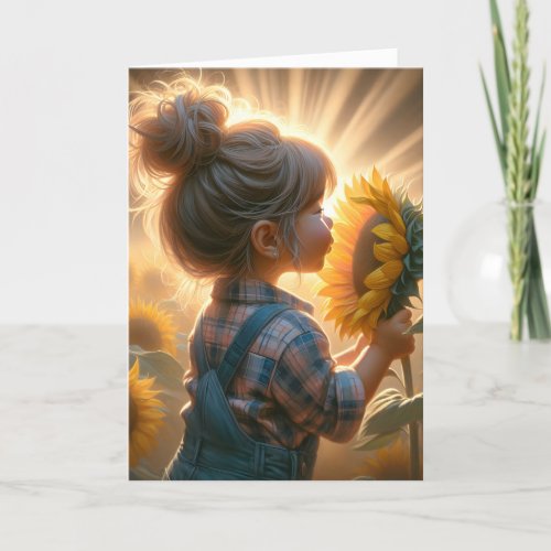 Birthday Girl With A Sunflower Card