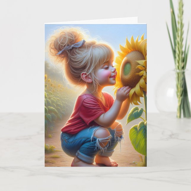 Birthday Girl With A Sunflower Card (Front)