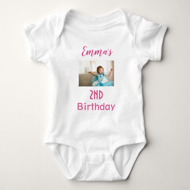 Birthday Girl with Age and Photo Baby Bodysuit (Front)