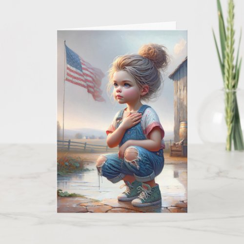 Birthday Girl With American Flag Card