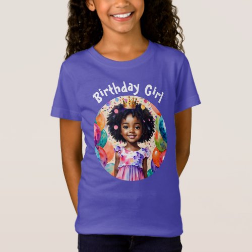 Birthday Girl With Brown Skin Princess Art T_Shirt