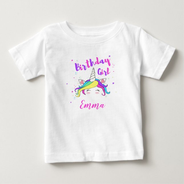 Birthday girl with customizable name baby T-Shirt (Front)