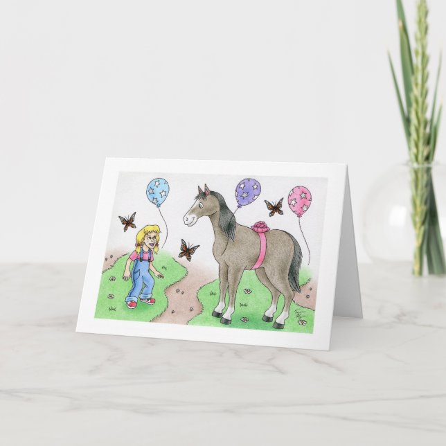 Birthday Girl With Horse Card (Front)