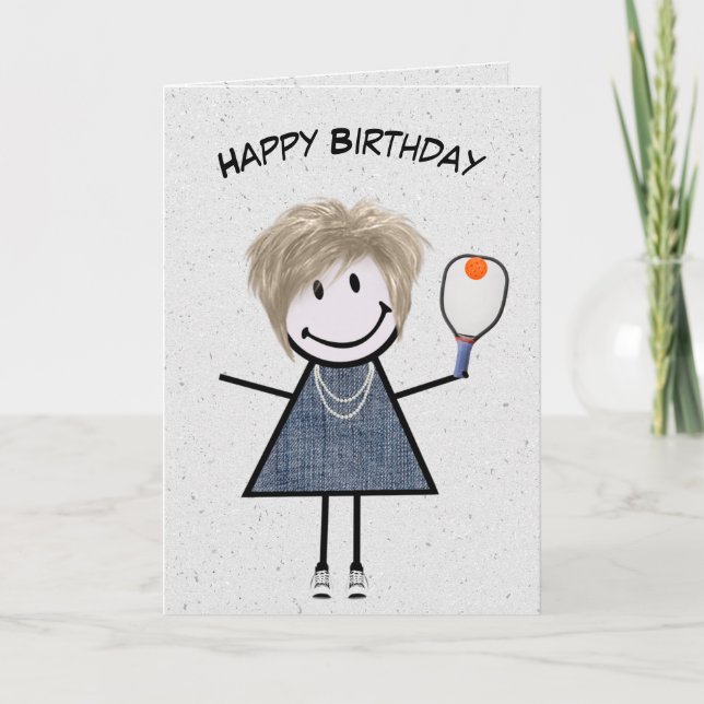 Birthday Girl With Pickleball Paddle Card (Front)