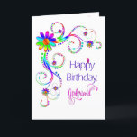 Birthday, Girlfriend, Abstract Floral-Vivid Colors Card<br><div class="desc">See same and/or similar image in other categories and products</div>
