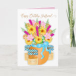 Birthday Girlfriend Country Bouquet Flowers Honey Card<br><div class="desc">Sweet with a touch of country and jars of honey.  That country gal will love this fun card.  See other categories with the same image.</div>