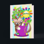 Birthday - Girlfriend - Kitty Cat Celebrating Card<br><div class="desc">See same image for a host of different ages from 1-13 and also for Secret Pal,  Friend,  Girfriend,  Sister</div>