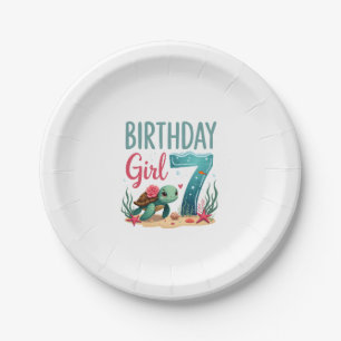 Birthday Girls 7th Sea Turtle 7 Year Old Ocean Aqu Paper Plates