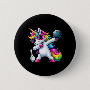 Birthday Girls Funny Dabbing Bowling Unicorn Dab G Button