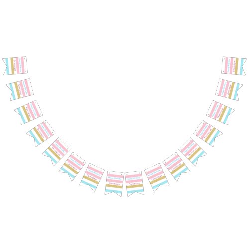 Birthday  Girly Striped Pastel Party Bunting Flags