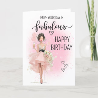 Birthday glamor girl greeting card