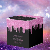 Birthday glitter black pink glitter drips favor boxes
