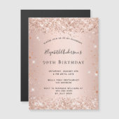 Birthday glitter dust rose gold magnet invitation (Front/Back)