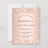 Birthday glitter dust rose gold magnet invitation (Front)
