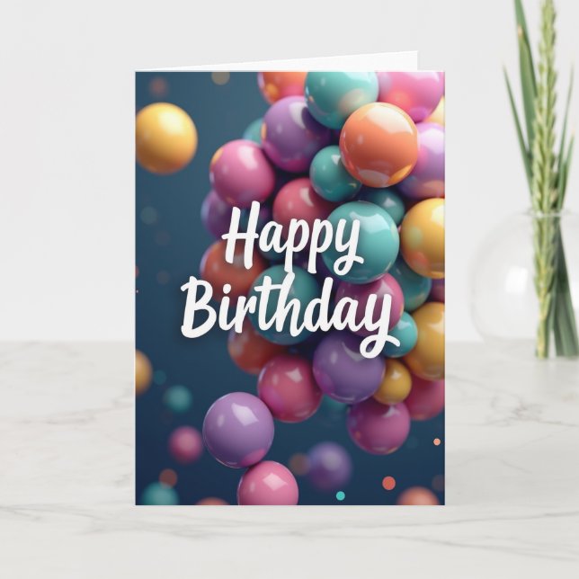 Birthday Glossy Orbs Card (Front)