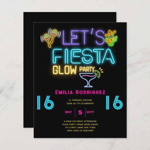 BIRTHDAY Glow Party Invitacin Fiesta de Nen