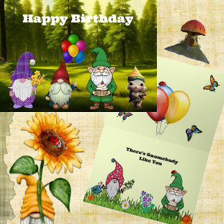 Birthday Gnome Folded Greeting Card