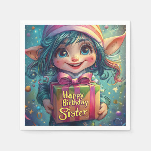 Birthday Gnome – Happy Birthday Sister Napkins