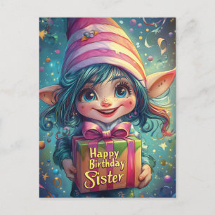 Birthday Gnome – Happy Birthday Sister Postcard