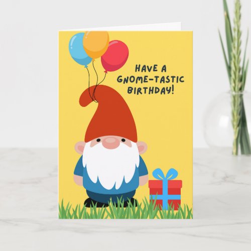 Birthday Gnome with Balloons and Gift Card