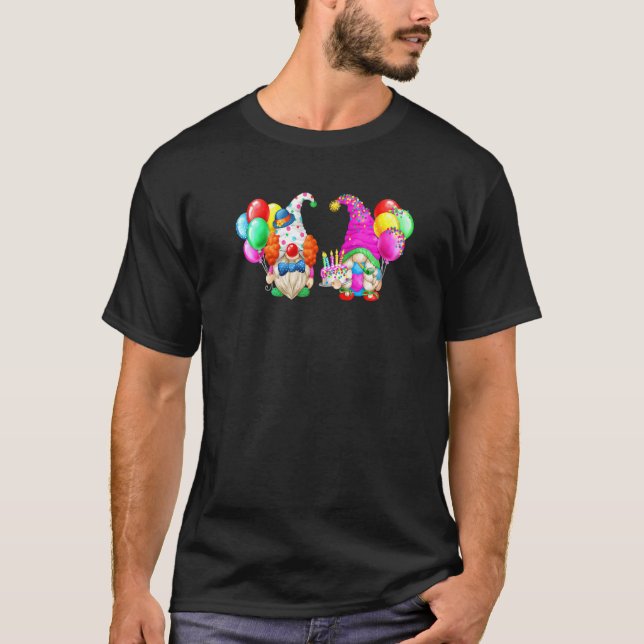 Birthday Gnomes With Balloons For Birthday Party C T-Shirt (Front)