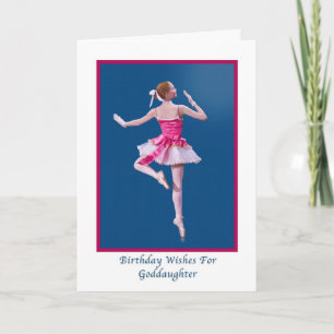 Birthday, Goddaughter, Ballerina on Blue Card