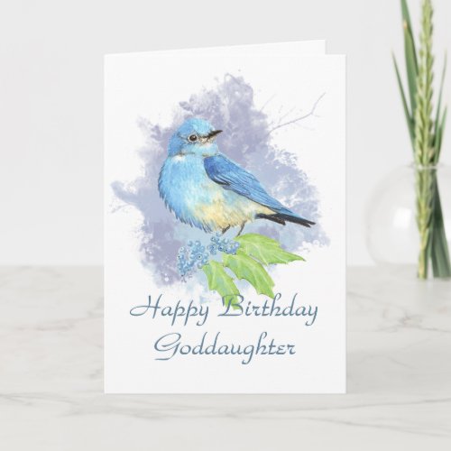 Birthday Goddaughter Eastern Mountain Bluebird Holiday Card