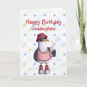 Birthday Goddaughter Fun Cool Seagull Bird  Card