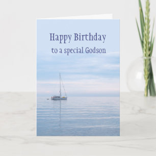 Birthday Godson Smooth Sailing Sailboat Lake Letterpress Thank You Card