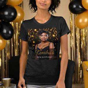 Birthday Gold and Black Photo Instagram  T-Shirt