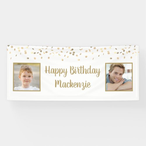 Birthday Gold Confetti 2 Photo Script Banner