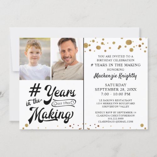 Birthday Gold Confetti  YEARS IN THE MAKING Photo Invitation