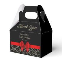 Birthday Gold Egypt Geometric Red Bow Thank You Favor Boxes