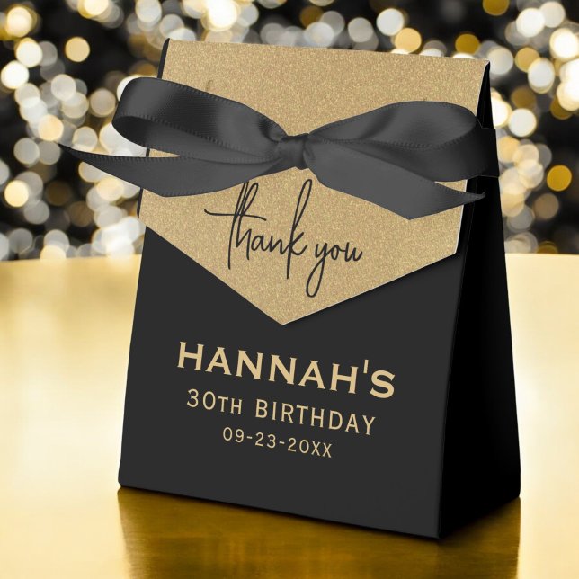 Birthday Gold Foil Name Script Thank You Favor Boxes (Creator Uploaded)