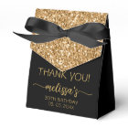 Birthday Gold Glitter Monogram Script Thank You Fa