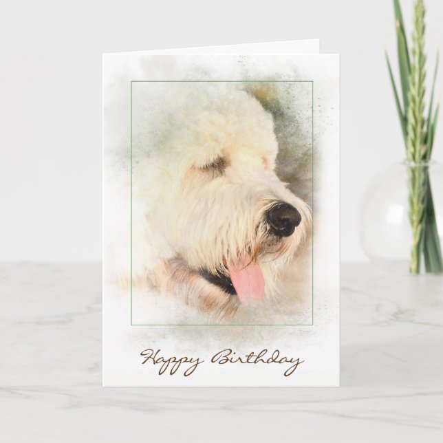 birthday-golden doodle in frame card (Front)