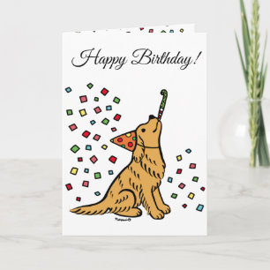 Birthday Golden Retriever Cartoon Card