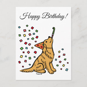Birthday Golden Retriever Cartoon Postcard