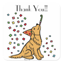 Birthday Golden Retriever Cartoon Thank You