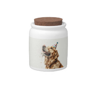 Birthday Golden Retriever Dog Candy Jar