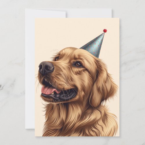 Birthday Golden Retriever Dog Invitation