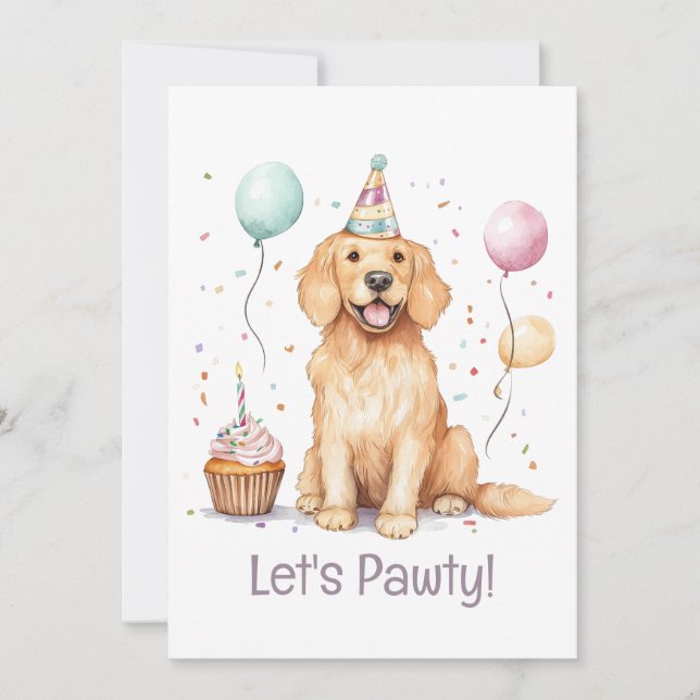 Birthday Golden Retriever Dog Invitation (Front)