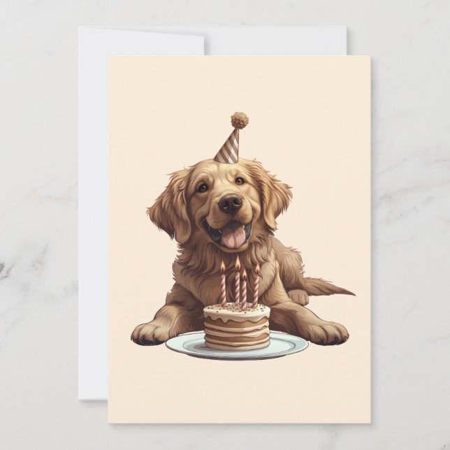 Birthday Golden Retriever Dog Invitation (Front)