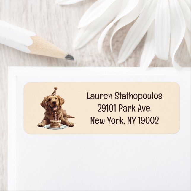 Birthday Golden Retriever Dog Label (Insitu)