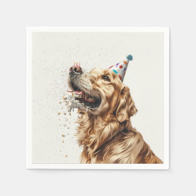 Birthday Golden Retriever Dog Napkins (Front)