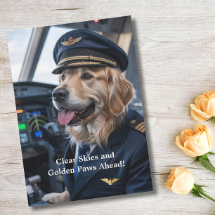 Birthday Golden Retriever Dog Pilot Funny Card