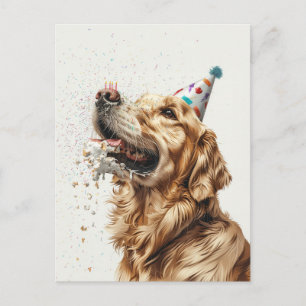 Birthday Golden Retriever Dog Postcard