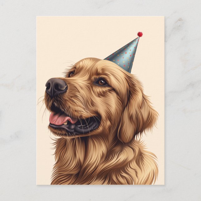 Birthday Golden Retriever Dog Postcard (Front)