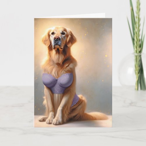 Birthday Golden Retriever Lingerie Model Card