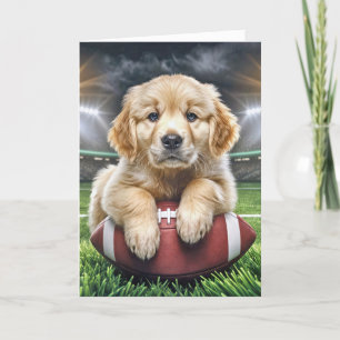 Birthday Golden Retriever On A Football Card